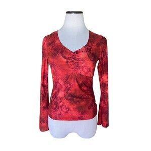 Vintage Y2K Babydoll Top Size S Red Bell Sleeves Witchy Whimsygoth Dark Fairy